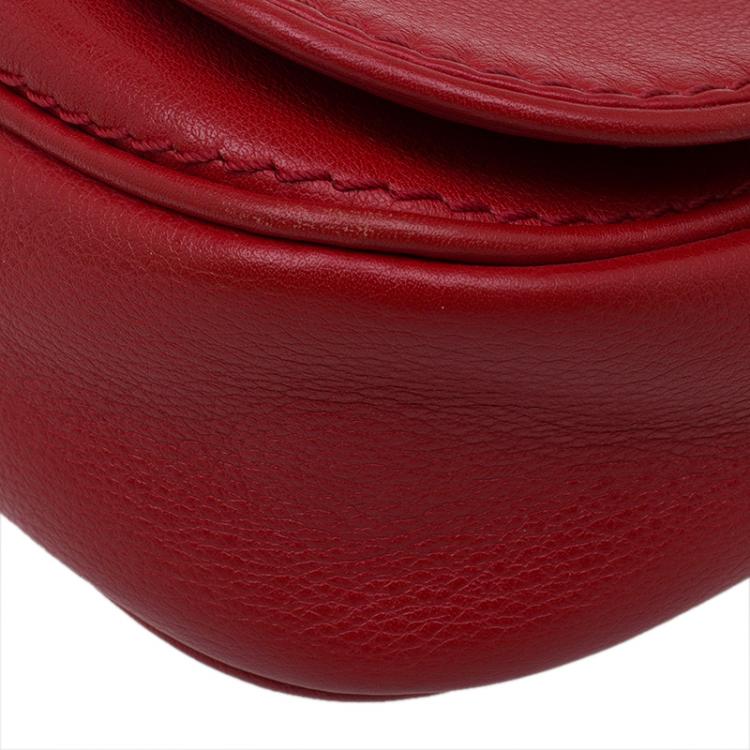 Pre Owned Carolina Herrera Red Leather Crossbody Bag