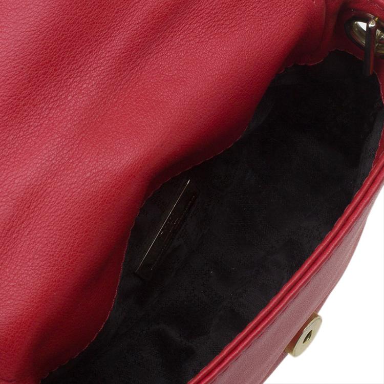Pre Owned Carolina Herrera Red Leather Crossbody Bag