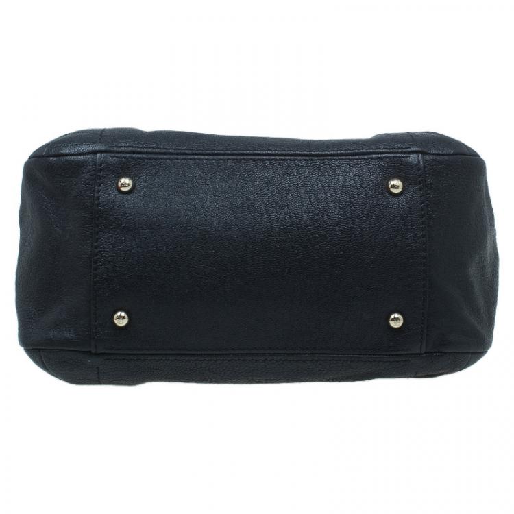 Pre Owned Carolina Herrera Black Leather Bow Hobo 