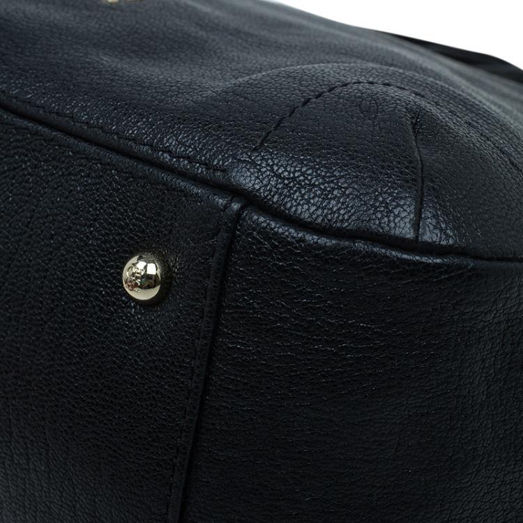 Pre Owned Carolina Herrera Black Leather Bow Hobo 