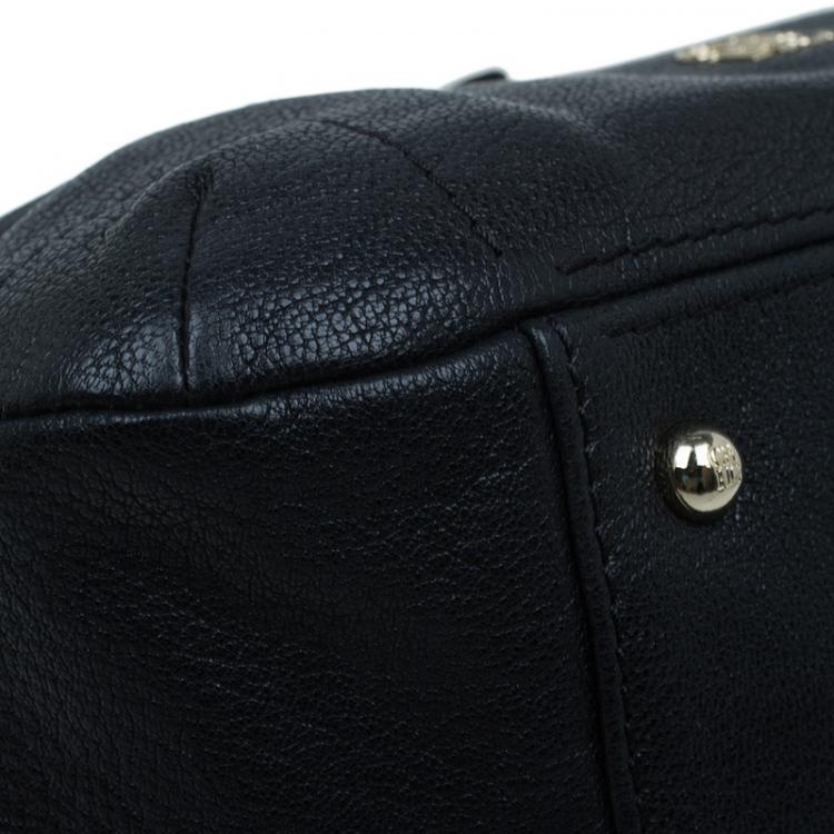 Pre Owned Carolina Herrera Black Leather Bow Hobo 