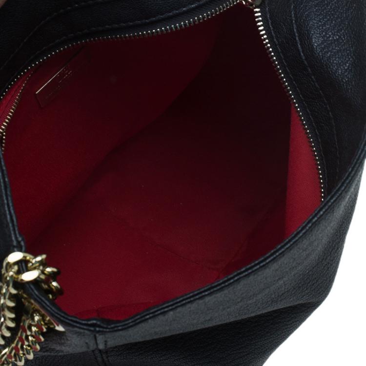 Pre Owned Carolina Herrera Black Leather Bow Hobo 