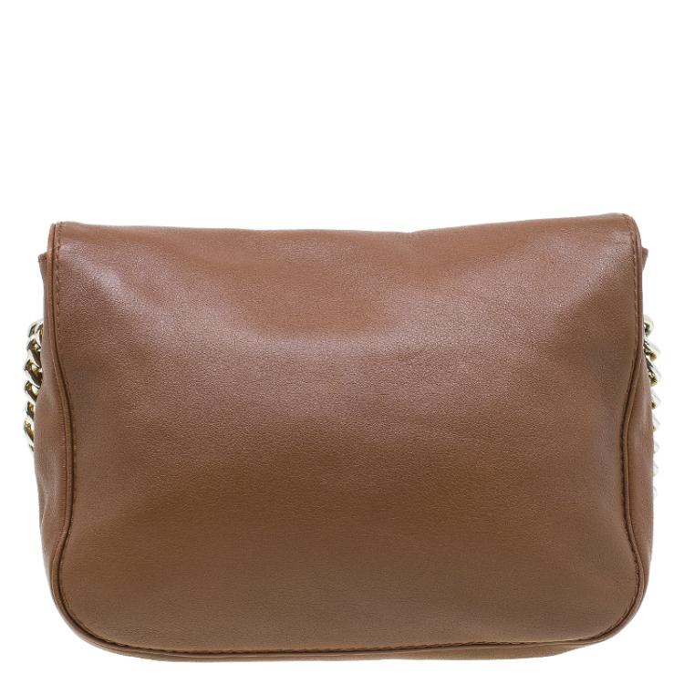 Pre Owned Carolina Herrera Brown Leather New Baltazar Flap Shoulder Bag