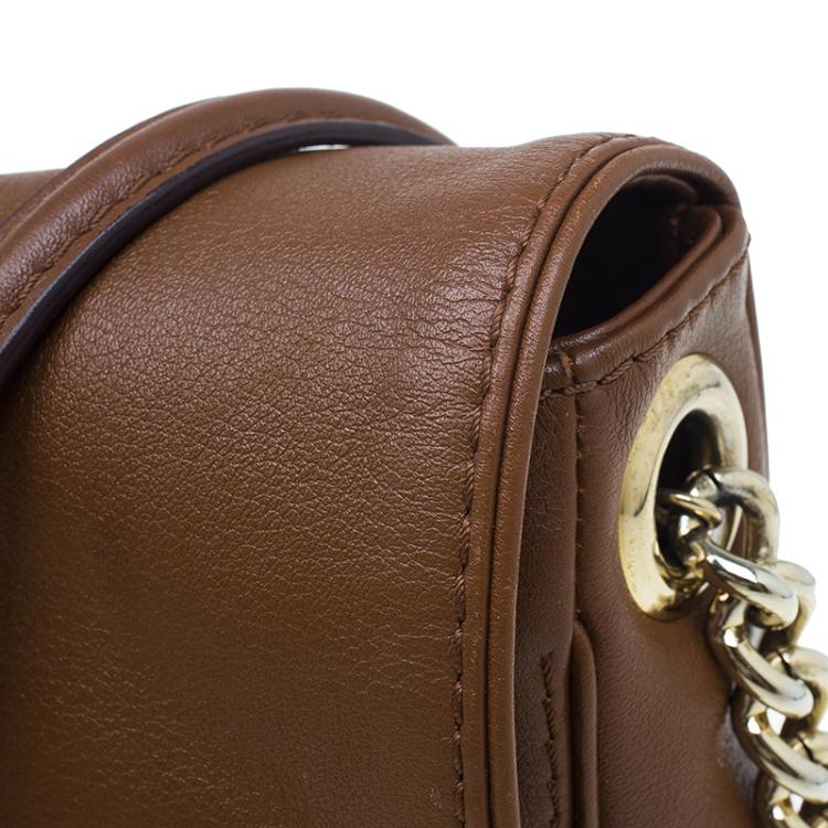 Pre Owned Carolina Herrera Brown Leather New Baltazar Flap Shoulder Bag