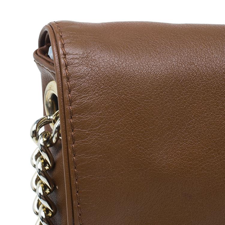 Pre Owned Carolina Herrera Brown Leather New Baltazar Flap Shoulder Bag