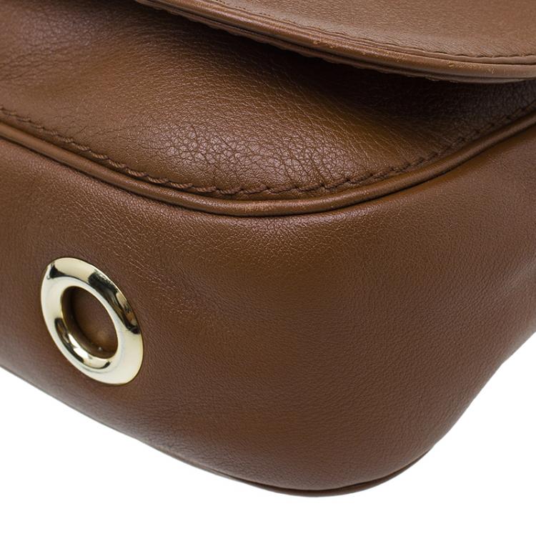 Pre Owned Carolina Herrera Brown Leather New Baltazar Flap Shoulder Bag