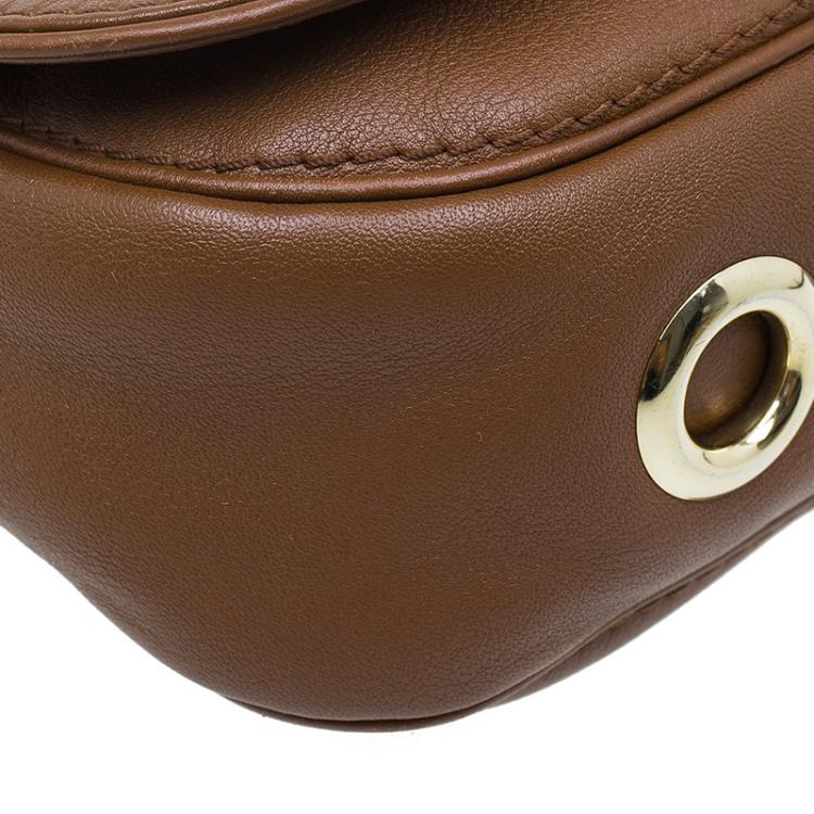 Pre Owned Carolina Herrera Brown Leather New Baltazar Flap Shoulder Bag