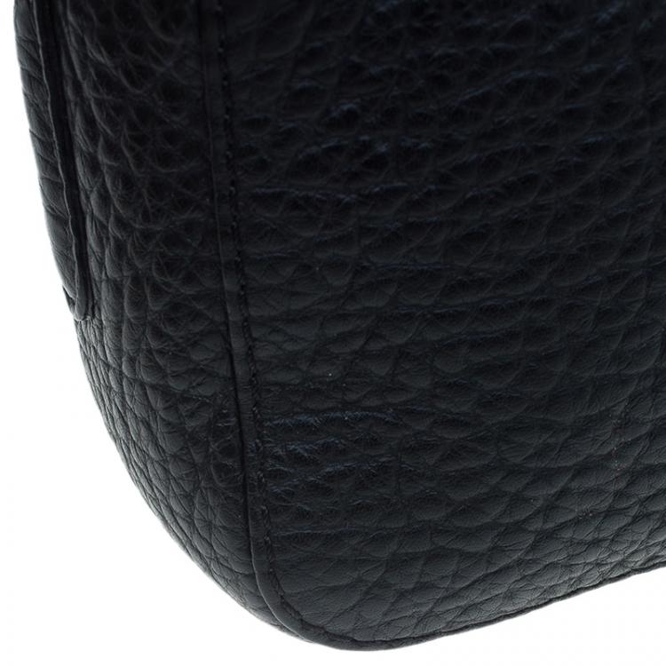 Pre Owned Carolina Herrera Black Pebbled Leather Mini Tassel Crossbody Bag