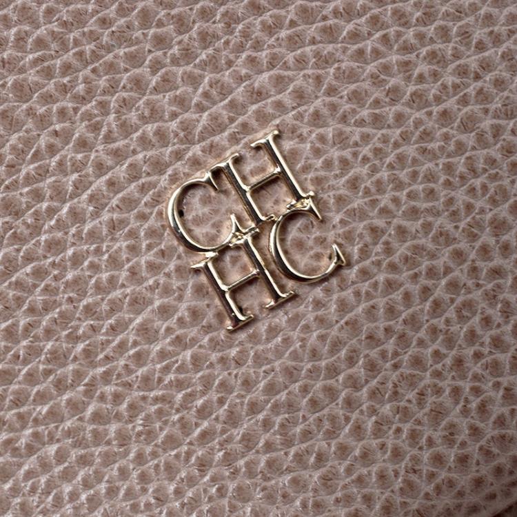 Pre Owned Carolina Herrera Beige Leather Chain Clutch