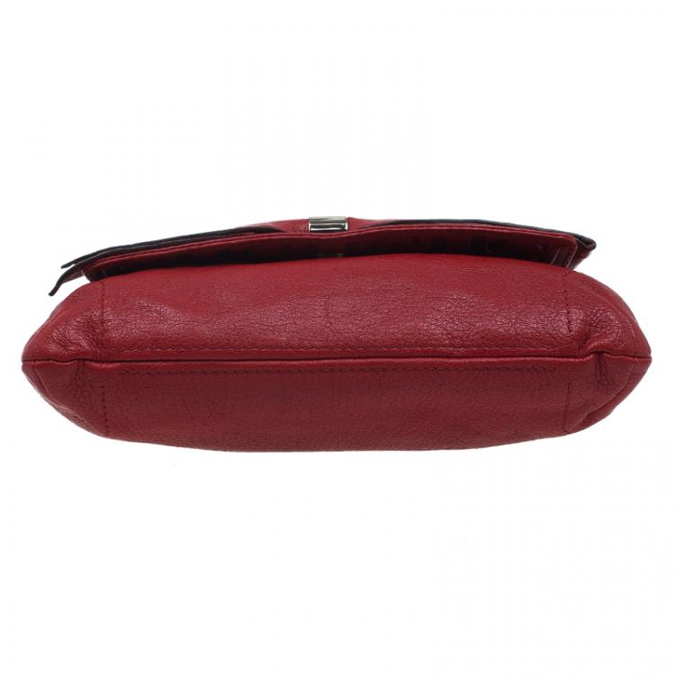 Pre Owned Carolina Herrera Red Leather Audrey Shoulder Bag