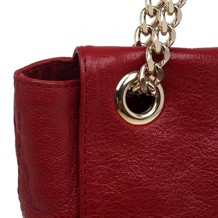 Pre Owned Carolina Herrera Red Leather Audrey Shoulder Bag