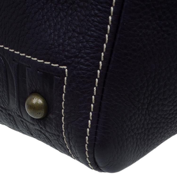 Pre Owned Carolina Herrera Black Monogram Leather Andy Tote