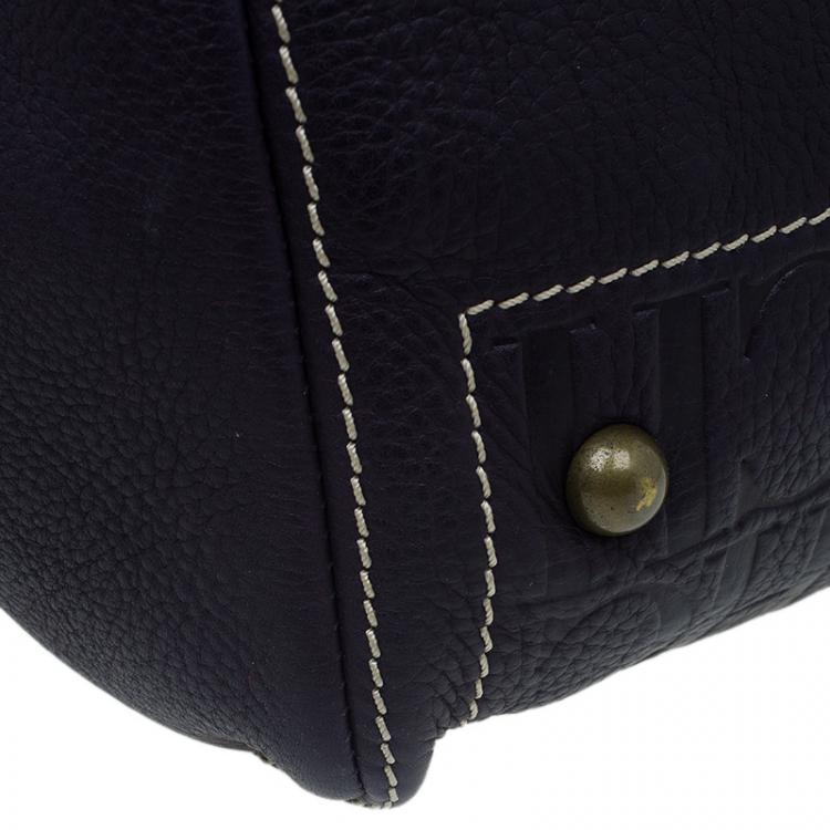 Pre Owned Carolina Herrera Black Monogram Leather Andy Tote