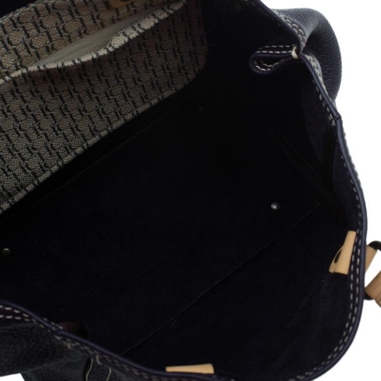 Pre Owned Carolina Herrera Black Monogram Leather Andy Tote