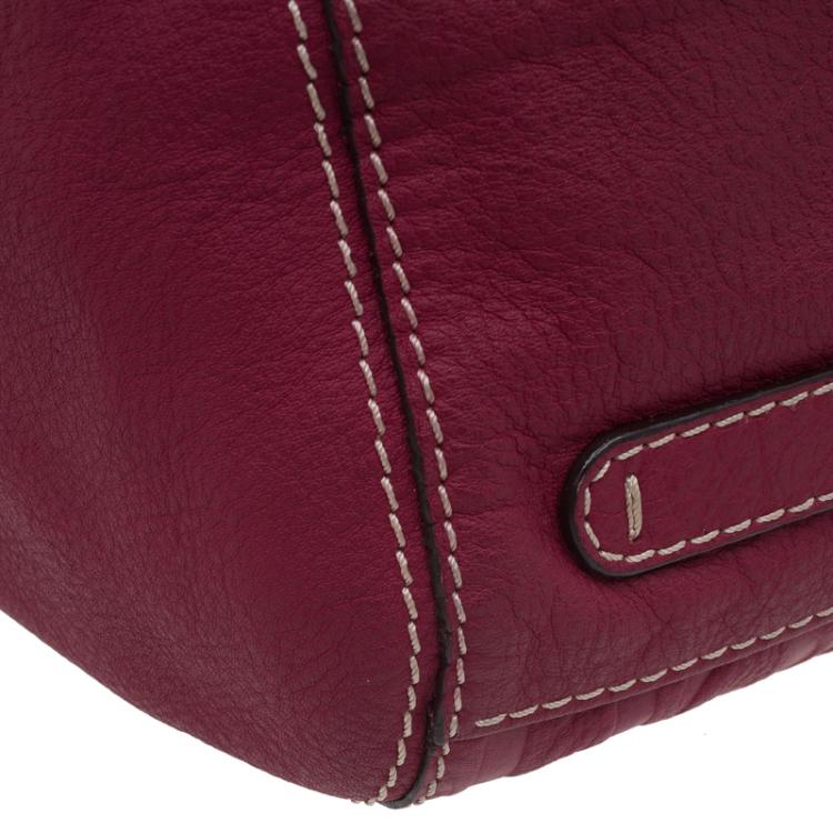 Pre Owned Carolina Herrera Magenta Monogram Leather Chain Hobo