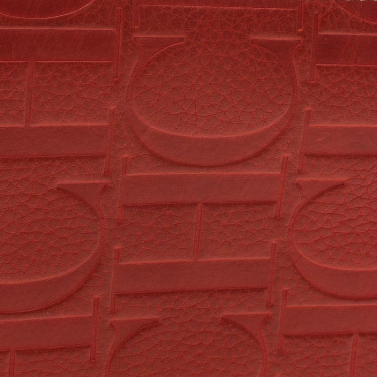 Pre Owned Carolina Herrera Red Monogram Leather Zip Around Wallet 