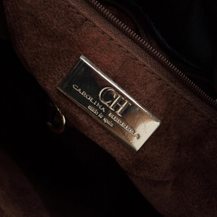 Pre Owned Carolina Herrera Black Quilted Leather Tote