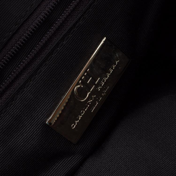 Pre Owned Carolina Herrera Gold Monogram Leather Shoulder Bag