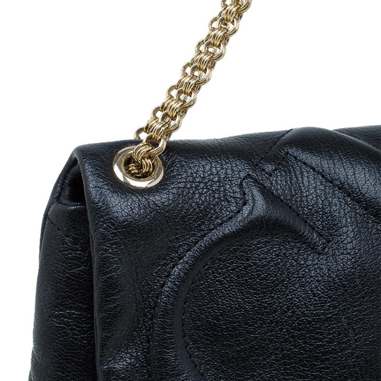 Pre Owned Carolina Herrera Black Quilted Leather Flap Chain Shoulder Bag