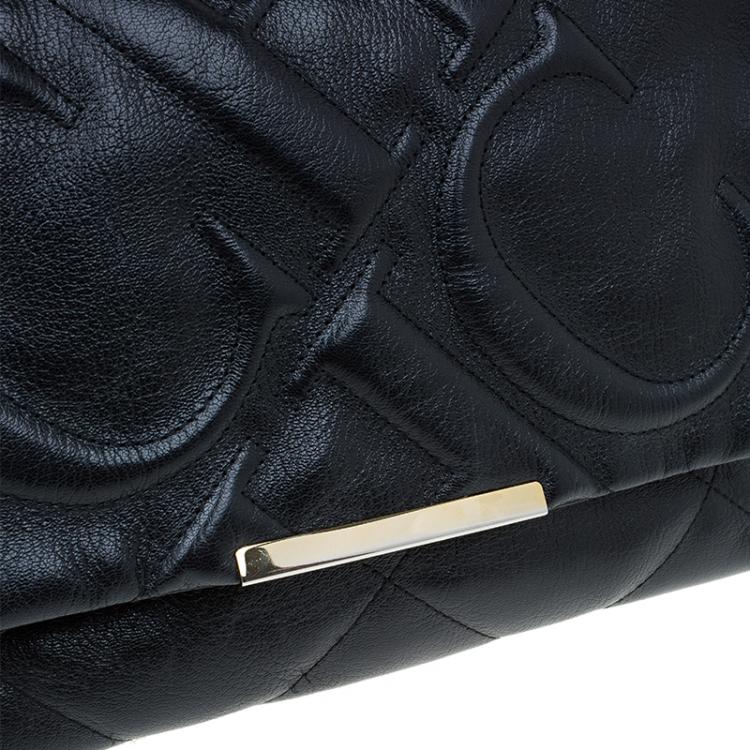 Pre Owned Carolina Herrera Black Quilted Leather Flap Chain Shoulder Bag