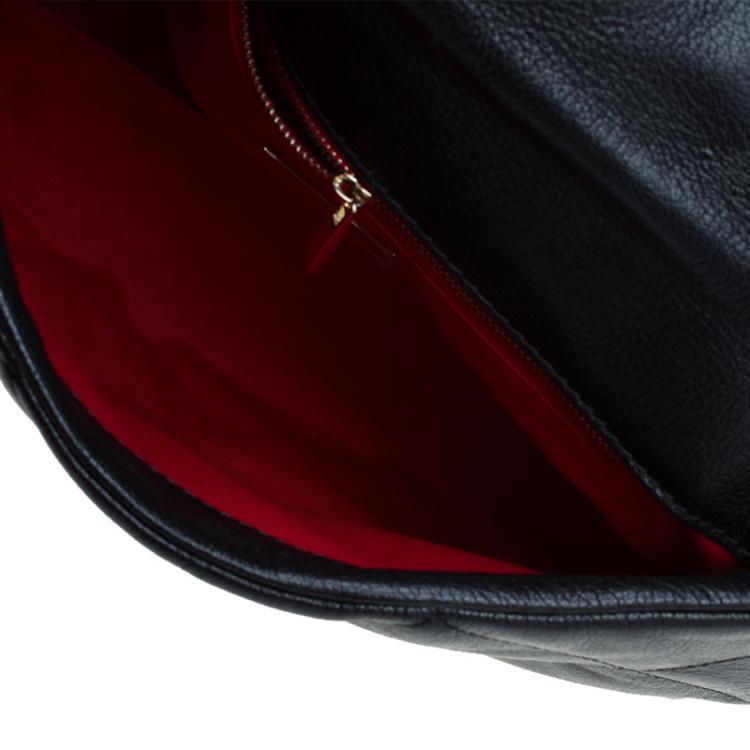 Pre Owned Carolina Herrera Black Quilted Leather Flap Chain Shoulder Bag