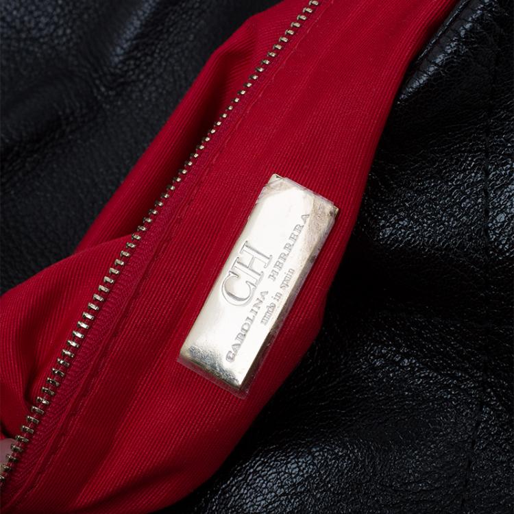 Pre Owned Carolina Herrera Black Quilted Leather Flap Chain Shoulder Bag