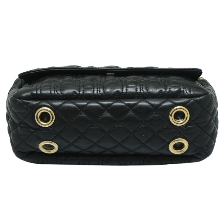 Pre Owned Carolina Herrera Black Quilted Leather Chain Shoulder Bag