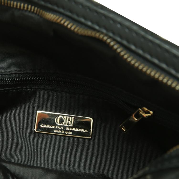 Pre Owned Carolina Herrera Black Quilted Leather Chain Shoulder Bag