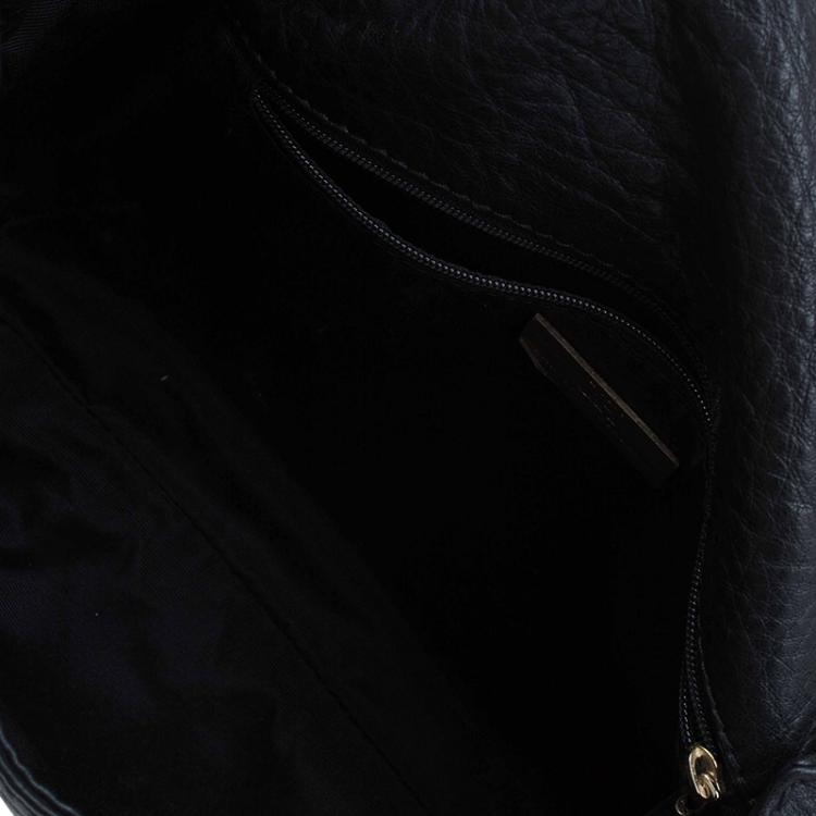 Pre Owned Carolina Herrera Black Monogram Leather Audrey Shoulder Bag