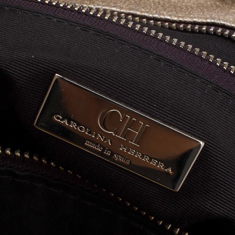 Pre Owned Carolina Herrera Metallic Gold Leather Shopper Tote