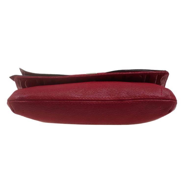 Pre Owned Carolina Herrera Red Leather Bow Clutch Bag