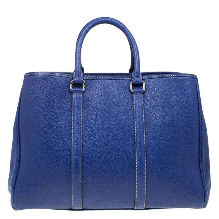 Pre Owned Carolina Herrera Blue Leather Matteo Tote