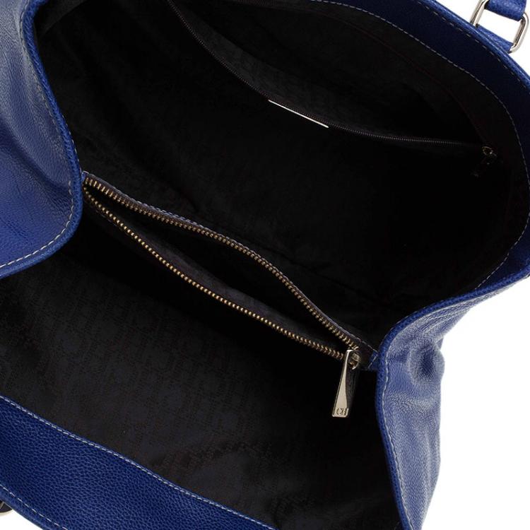 Pre Owned Carolina Herrera Blue Leather Matteo Tote