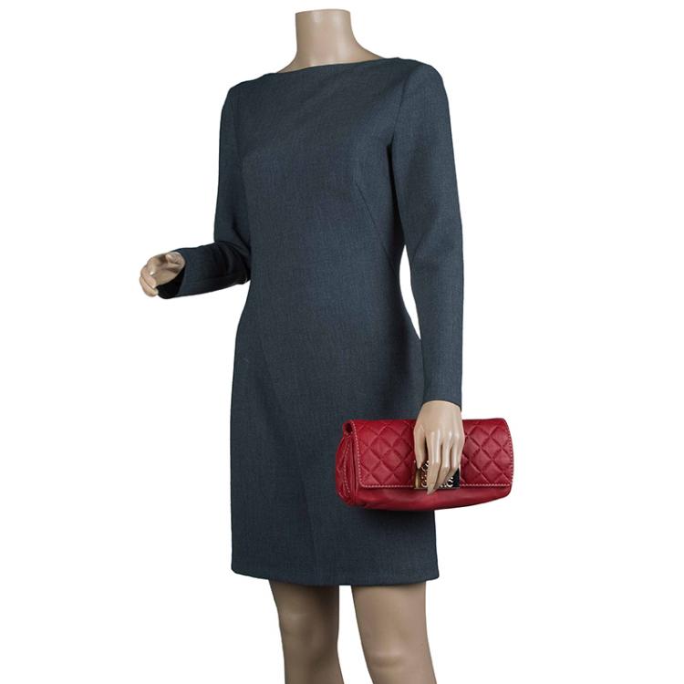 Pre Owned  Carolina Herrera Red Quilted Leather Clutch