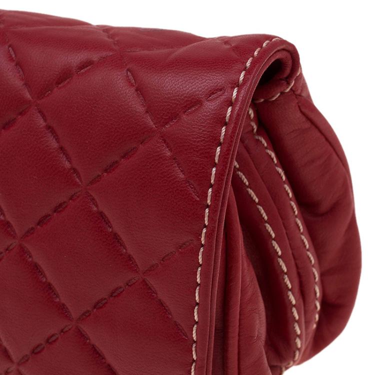 Pre Owned  Carolina Herrera Red Quilted Leather Clutch