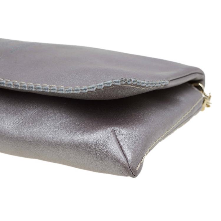 Pre Owned Carolina Herrera Grey Leather Chain Triana Shoulder bag