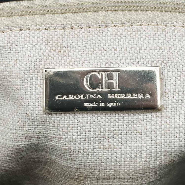 Pre Owned  Carolina Herrera Navy Blue Leather Envelope Pocket Tote
