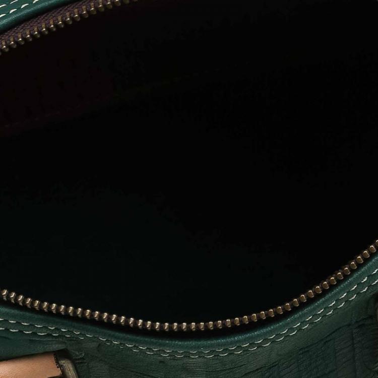 Pre Owned Carolina Herrera Green Leather Andy Boston Bag