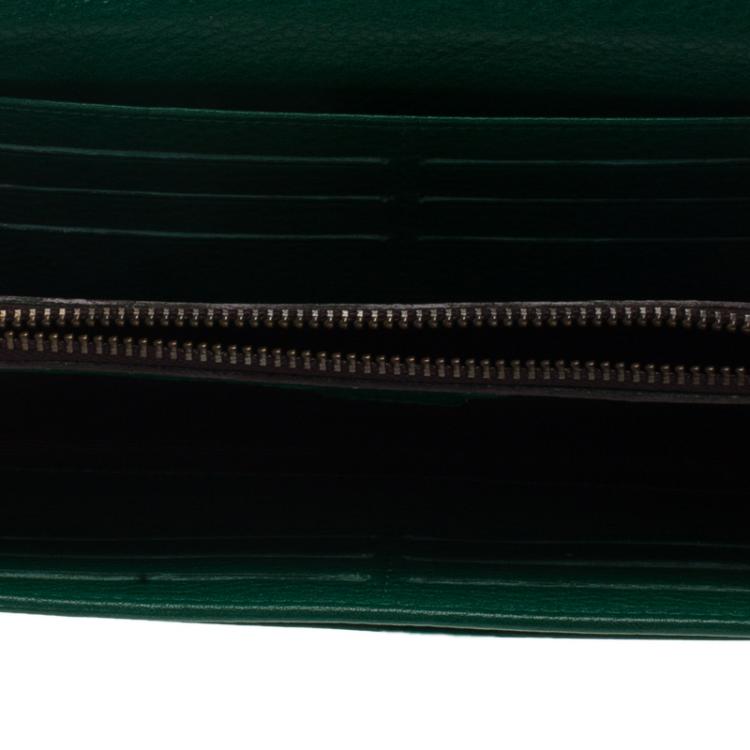 Pre Owned Carolina Herrera Green Monogram Leather Continental Wallet
