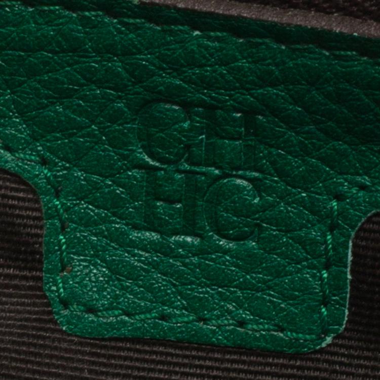 Pre Owned Carolina Herrera Green Monogram Leather Continental Wallet