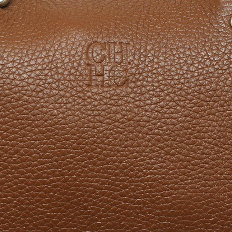 Pre Owned Carolina Herrera Bi Color Pebbled Leather Andy Boston