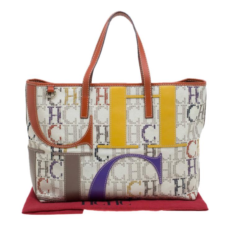 Pre Owned Carolina Herrera Multicolor Monogram Canvas Tote