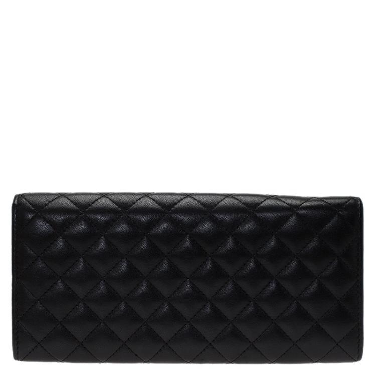 Pre Owned Carolina Herrera Black Quilted Leather Continental Wallet