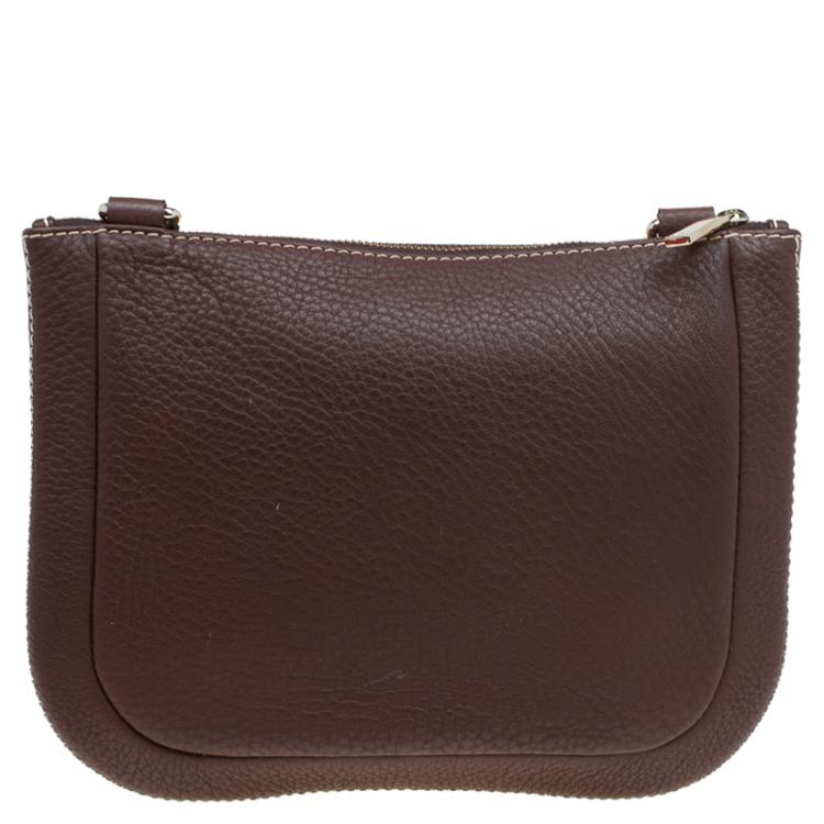 Pre Owned Carolina Herrera Brown Leather Crossbody Bag