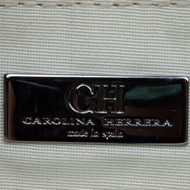 Pre Owned Carolina Herrera Silver Monogram Leather Jerry Clutch