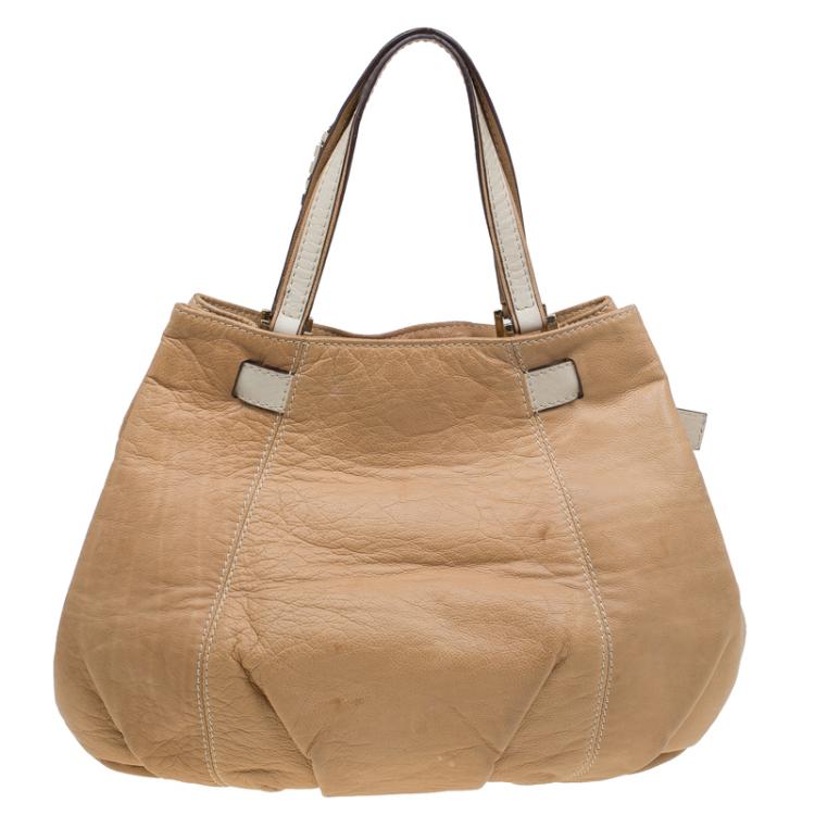Pre Owned Carolina Herrera Tan Leather Tie Tote