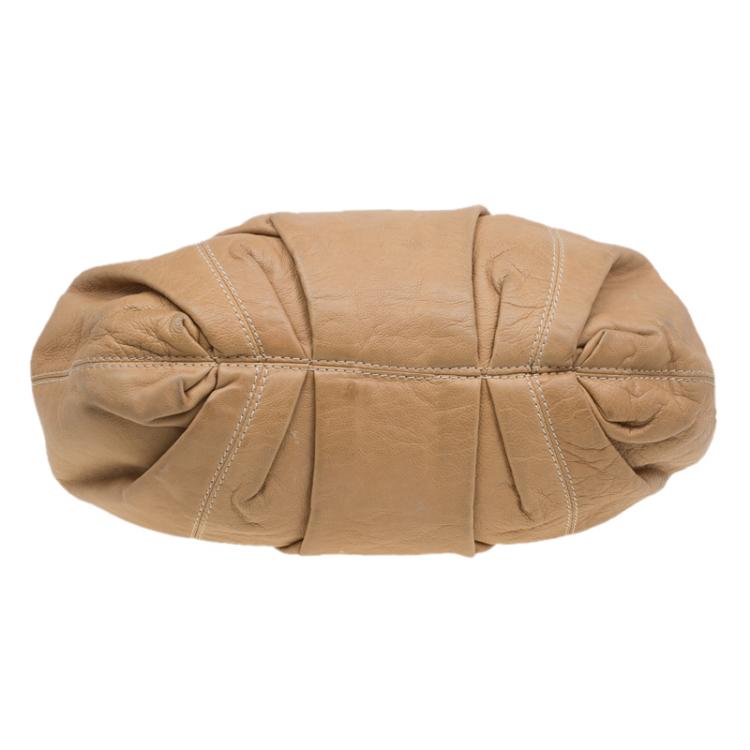 Pre Owned Carolina Herrera Tan Leather Tie Tote