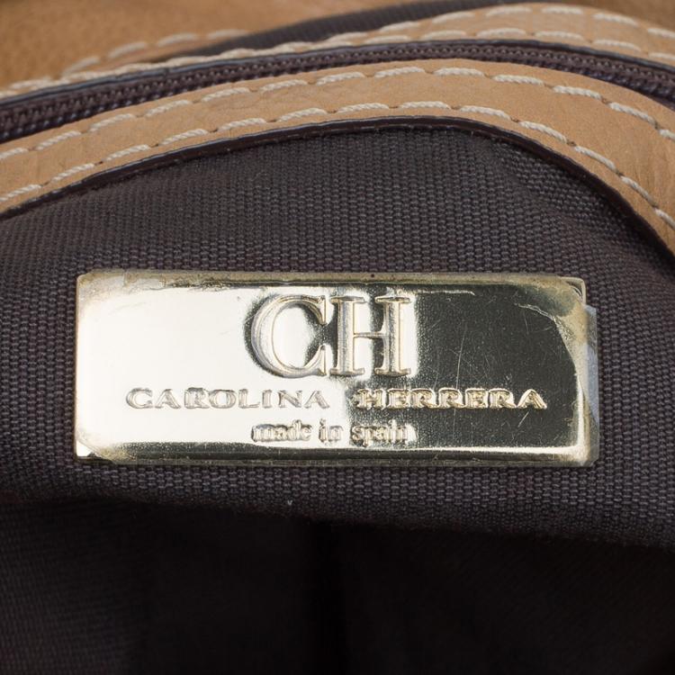 Pre Owned Carolina Herrera Tan Leather Tie Tote