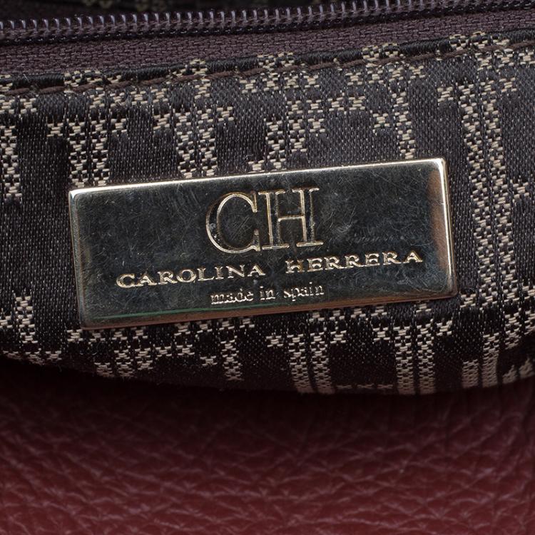 Pre Owned Carolina Herrera Red Leather Boston Bag