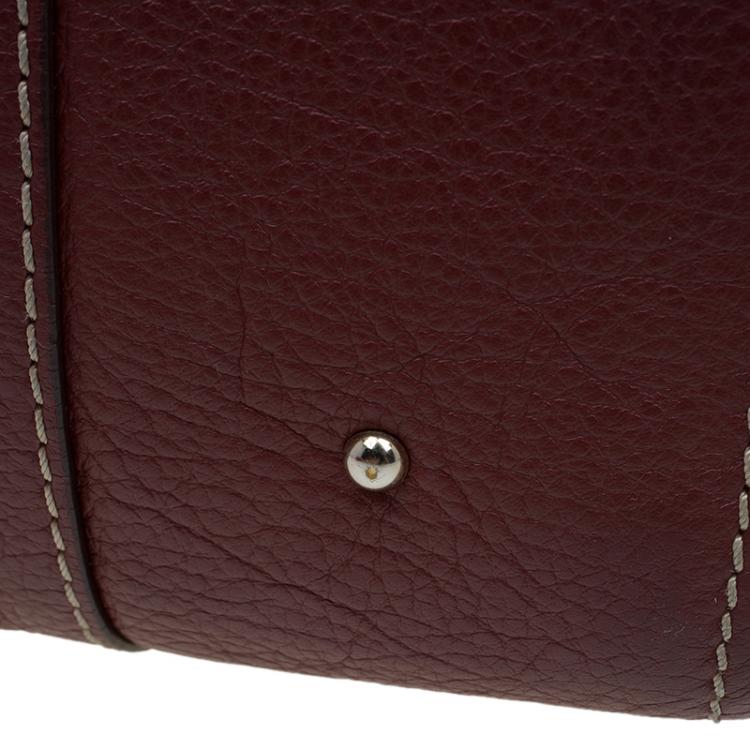 Pre Owned Carolina Herrera Red Leather Boston Bag